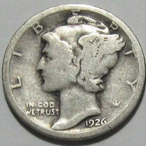 1926 P Mercury Dime circulated 90% Silver  Good G