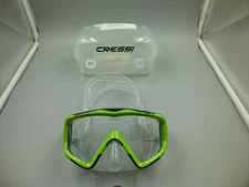 NEW CRESSI WIDE VIEW PANO 3 LIME GREEN & BLACK SCUBA DIVE MASK AND CARRY CASE