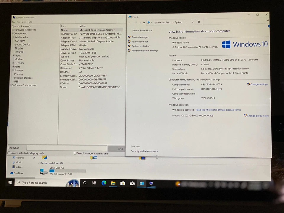 Microsoft Surface Pro 5 1796| Core i7-7660u 2.50GHz 8GB RAM| 256GB SSD| Win10Pro - Image 4 of 4