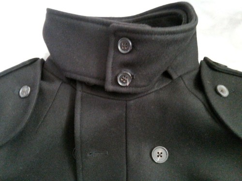 Rich & Royal Black Cashmere Wool Double Breasted & Collared Coat UK Large EU 50 - Picture 8 of 11