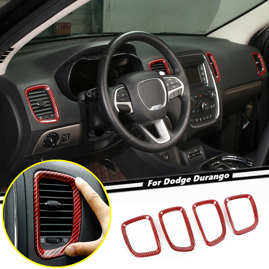 Red Carbon Dash Air Vent Outlet Cover Trim Accessories For Dodge Durango 11-2020