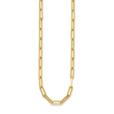 14k Real Gold Flat Paperclip Chain Necklace, 4mm Width (24 Inches, Yellow Gold)