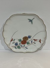 Antique Japanese Fukagawa Seiji Arita Porcelain Bird Floral Plate 6  French