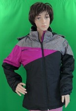 Magellan Outdoor Women's Black/purple/gray Hooded Ski Jacket, M-read Issue