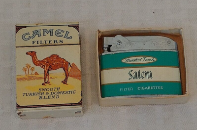 1 Vintage Advertising Cigarette Lighter Lot Zenith Japan Joe Camel Salem  Menthol