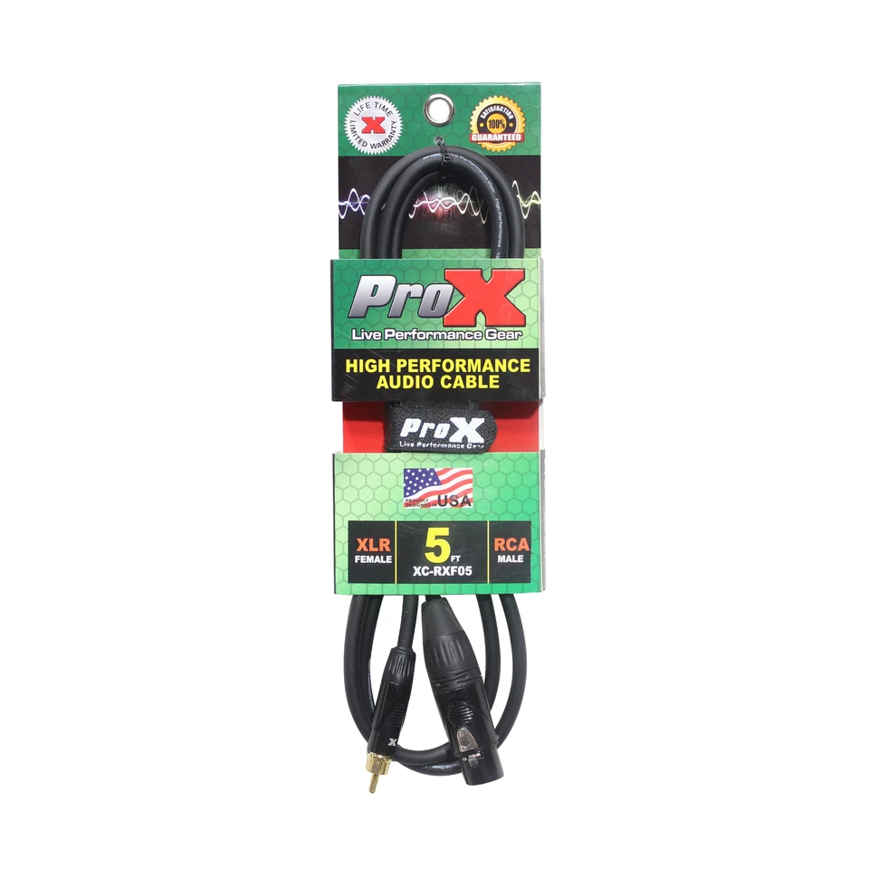 5 FOOT XLR3F TO RCA UNBALANCED PROX HIGH PERFORMANCE MIC CABLE XC-RXF05 Pro DJ - Image 3 of 4