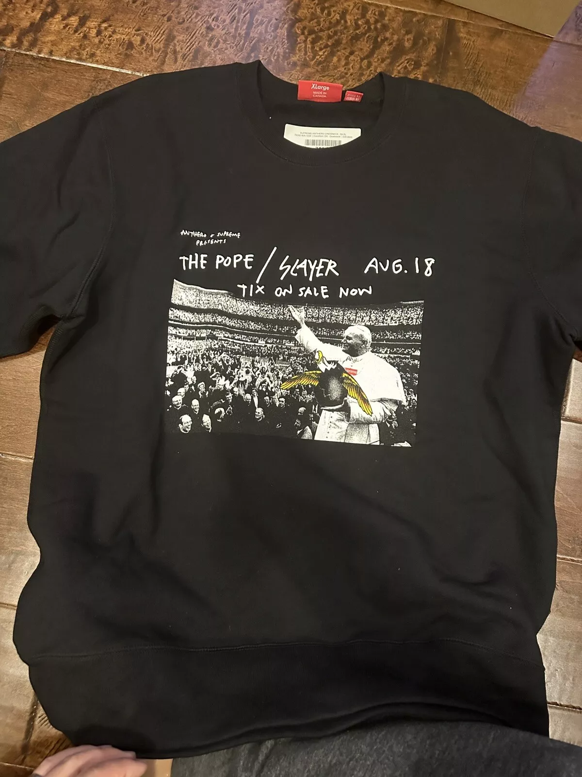 Col rond Supreme Anti Hero noir neuf taille XL S/S 16 extra large The Pope
