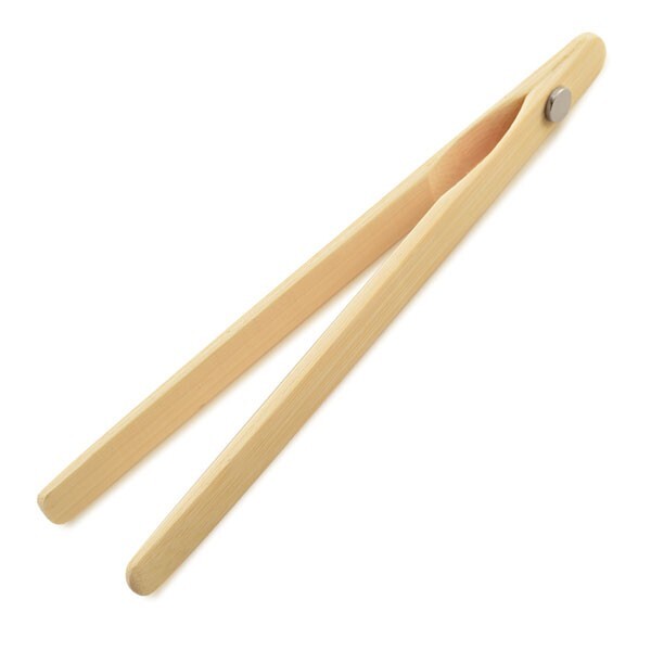 Norpro 8" Natural Wooden Bamboo Toaster Tongs with Falak