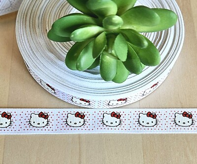 5/8'' (1 YD) Hello Kitty Grosgrain Ribbon Cat Sanrio Hair Bow Ribbon