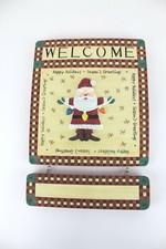 Santa Claus Happy Holidays Season's Greetings WELCOME SIGN Home Trends New