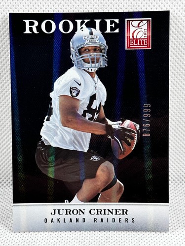 Tarjeta de fútbol americano Panini Elite 156 Juron Criner RC 2012/999 Oakland Raiders - Imagen 1 de 3