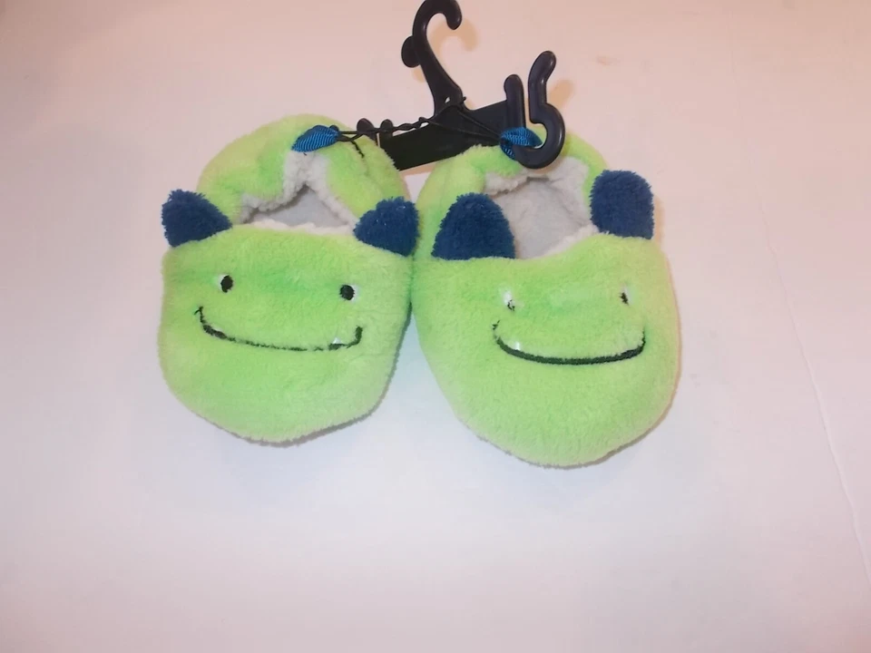 Green Monster Toddler/Infant Boy Size 4 Soft Plush Slippers - Image 2 of 4