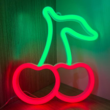 Cherry Neon Sign Red Green Cherries Neon Lights Cherry Neon Signs For Wall Dec