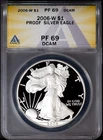2006-W $1 Silver American Eagle PF 69 DCAM ANACS # 7668339 + Bonus