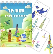 3D Printing Pen Drawing Book Spiral Bound with Transparent Template, 40 Patterns