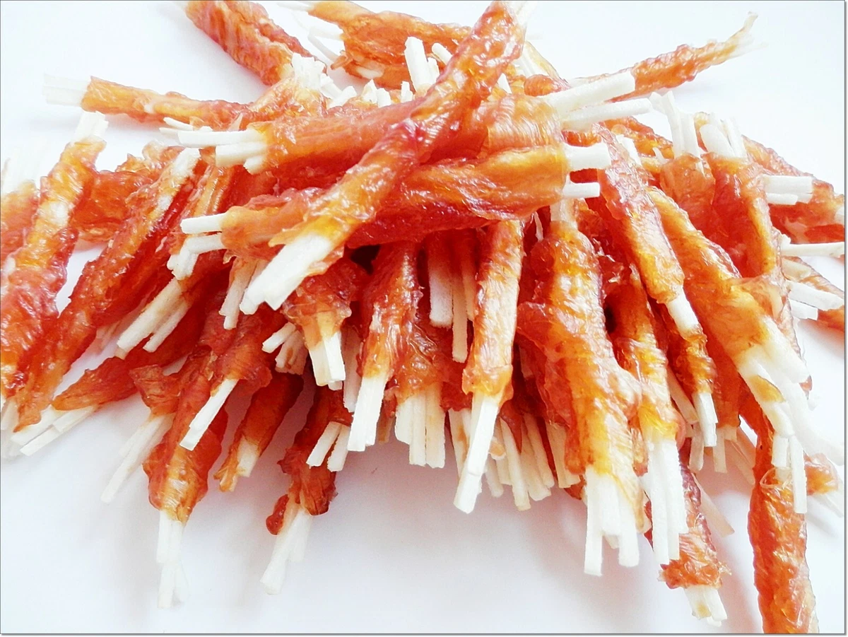 500g A218 Thin Rawhide Mix Sticks wrapped dried Chicken snacks chews treats