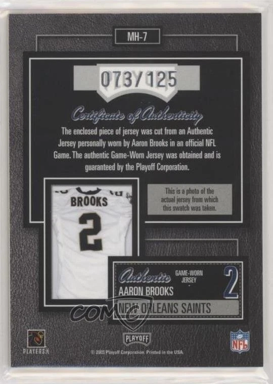 2003 Playoff Hogg Heaven Material Hoggs Silver /125 Aaron Brooks #MH-7 - Image 2 of 2