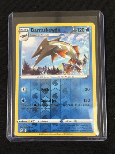 2020 POKEMON CARD 053/192 BARRASKEWDA RARE REV HOLO REBEL CLASH SWORD & SHIELD