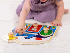 Melissa  Doug First Shapes Jumbo Knob Wooden Peg Puzzle Age 1 Fine Motor Skill