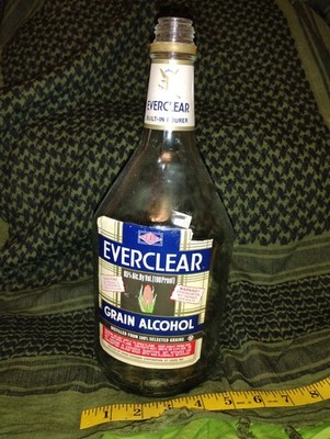 Vintage Everclear Grain Alcohol Bottle 75 Litres Built-in-Pourer Intact Glass