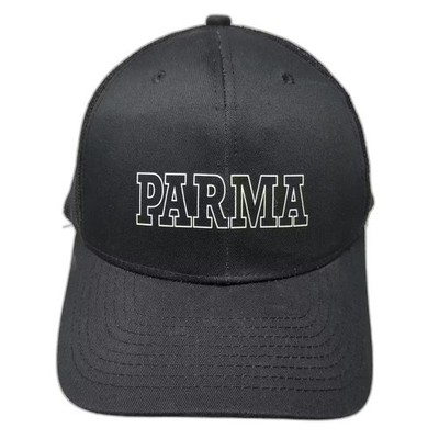 NV Caps Parma Trucker Hat Black White OS Snapback Mesh Back Embroidered
