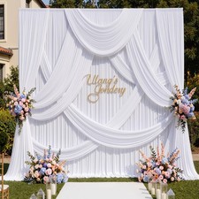 50x10 ft Wrinkle Free White Backdrop Curtain for 10ft 10ft 5 Panels,