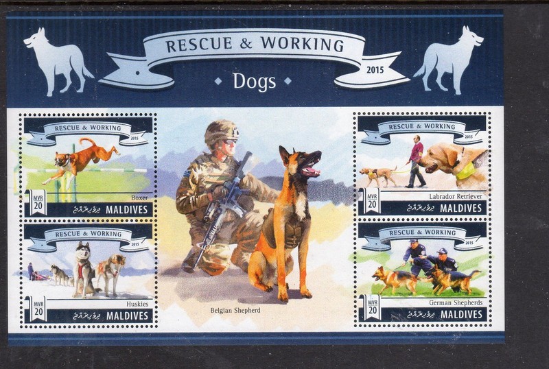 MALDIVES #3407 2015 DOGS MINT VF NH O.G M/S4 (S7)