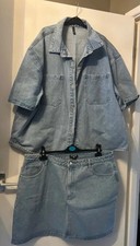Pretty Little Thing Plus Women’s Denim Co-ord 20 Skirt and Top
