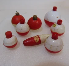 Vintage Fishing Bobbers Lot Frabill Dayton Floats 1940's Red & White Collector 8