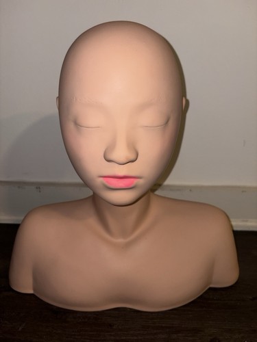 Mannequin Head & Shoulders Bust, Bald, Beige Skin Tone