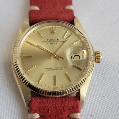 Rolex Oyster Perpetual Date 1503 35mm 14k massiv Gold Herren 70er Automatik RA674B - Bild 1 von 4