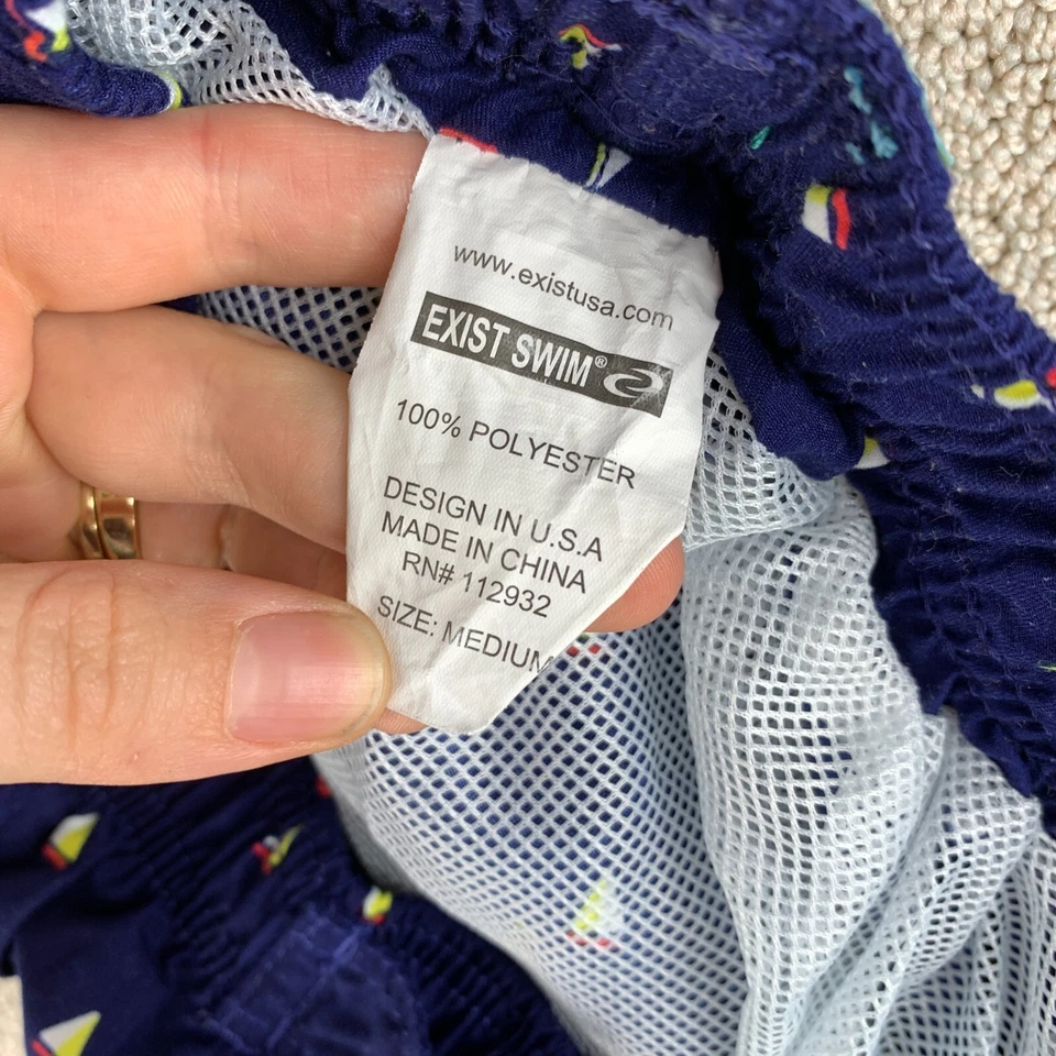 Pantalones Cortos de Natación Exist USA Surf Para Hombre Talla Mediana Azul Cintura Elástica Cordón Foto 4 de 4