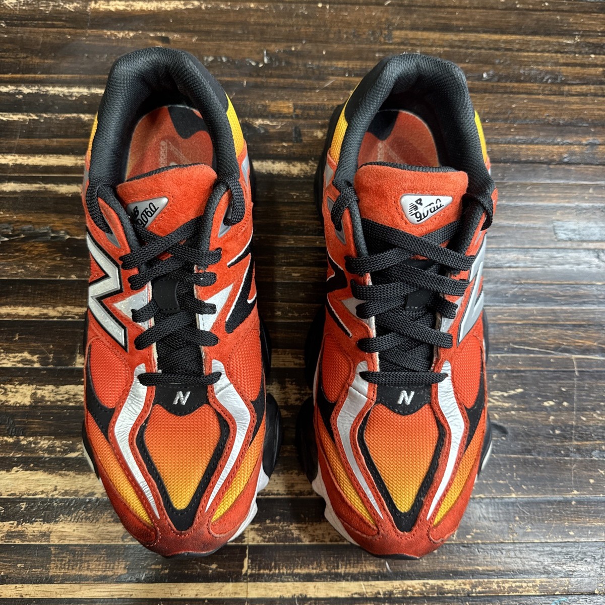 NEW BALANCE 9060 SIZE 10.5 DTRL FIRE SIGN RED ORANGE BLACK
