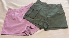 Lot of 2 - SHEIN Women's Olive Green Pink Shorts Size Medium Zipper Pockets