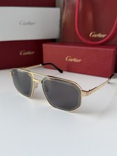 Cartier Exception CT0462S 005 Gold Grey Lens Navigator Sunglasses AUTHENTIC