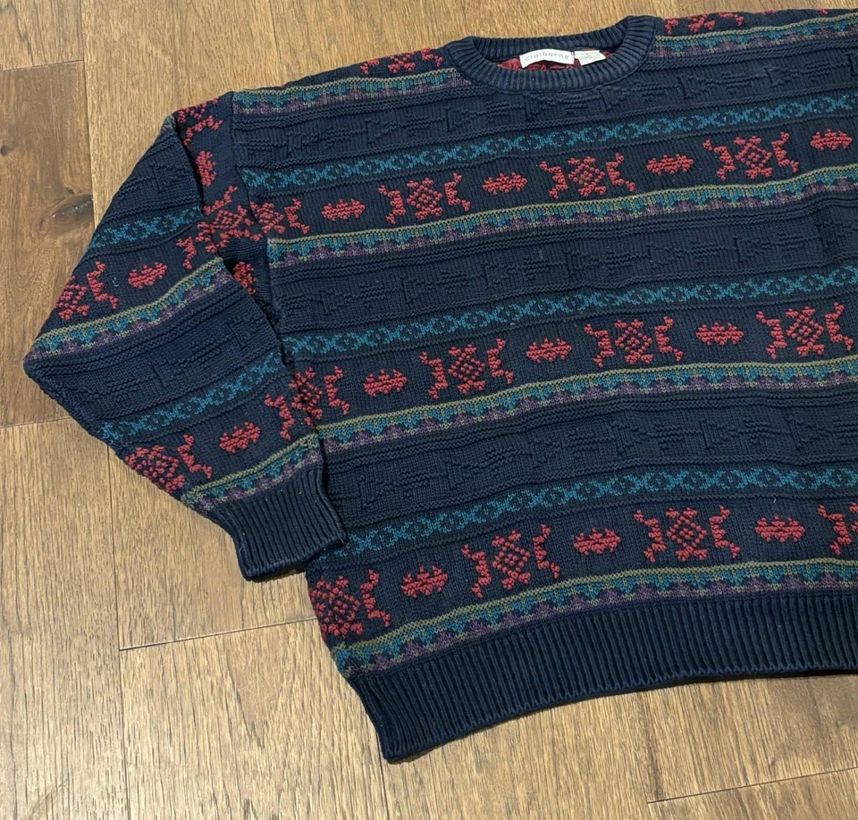 复古 90 年代 Liz Claiborne 毛衣几何图案套衫,尺寸 L,美国 — 第 4/4 张图片