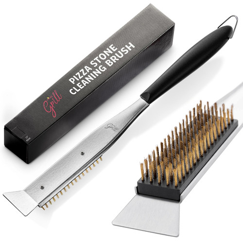 Cleaning Brush and Scraper for Pizza Stone/Oven | 17†2-In-1 Tool with Non ...
