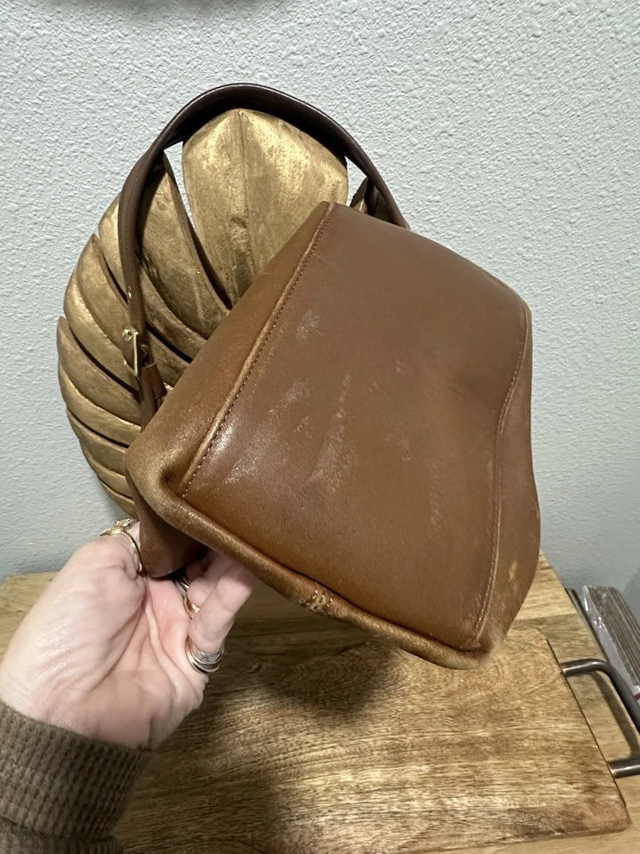 Bolso Cubo Coach Vintage 9165 Legacy Cuero Marrón Cordón Doble Hebilla Foto 4 de 4