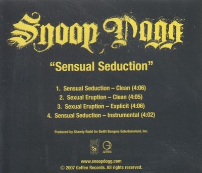 Snoop Dogg: Sensual Seduction 4-Track PROMO MUSIC AUDIO CD hip hop g-funk rap