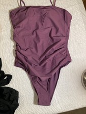 Womens One Piece Purple Swimsuit Size Large B10 