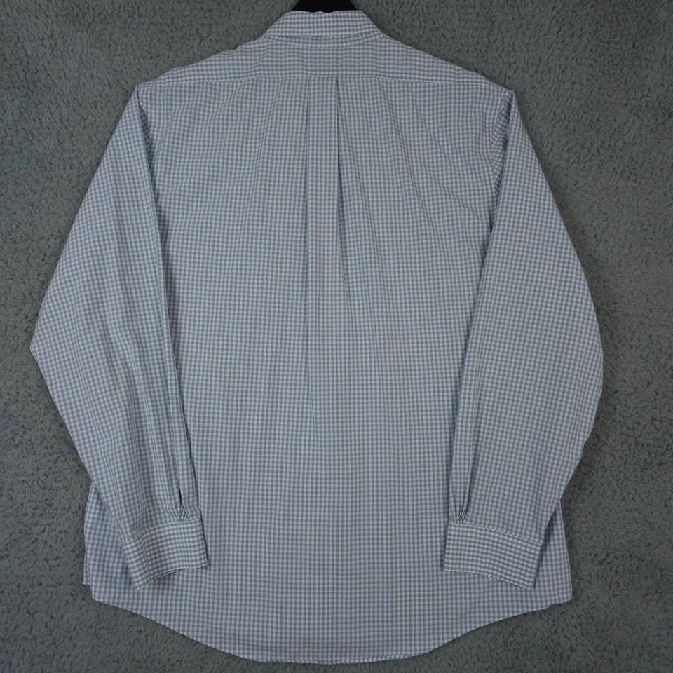 Camisa masculina Brooks Brothers Regent XL azul branca Gingham botão para baixo sem ferro - Imagem 3 de 4