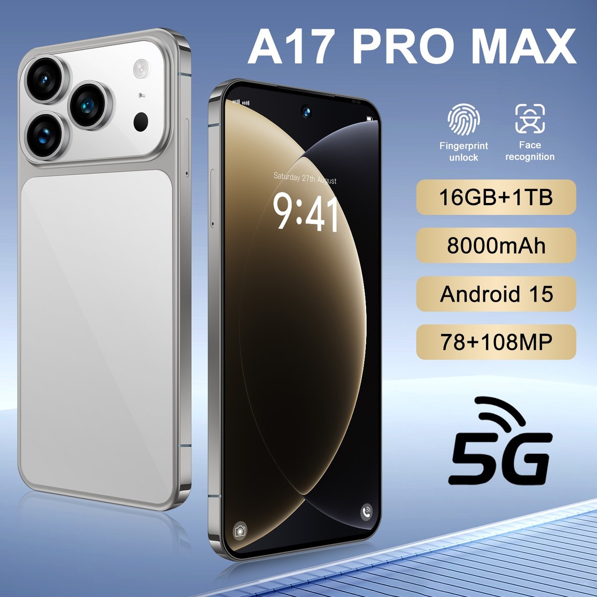 週末セール 117 Pro Max 6.7インチ 1TB 5Gスマートフォン Unlocked i17ProMax 5G Smartphone 7.3