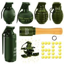 6 Pcs Toy Hand Grenade for Tactical Game with 60 Foam Ammo Fun Impact Pull Ri...