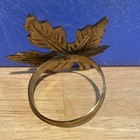 Vintage Set of 12 Brass Maple Leaf Napkin Rings w/Ribbed Loops — photo 6