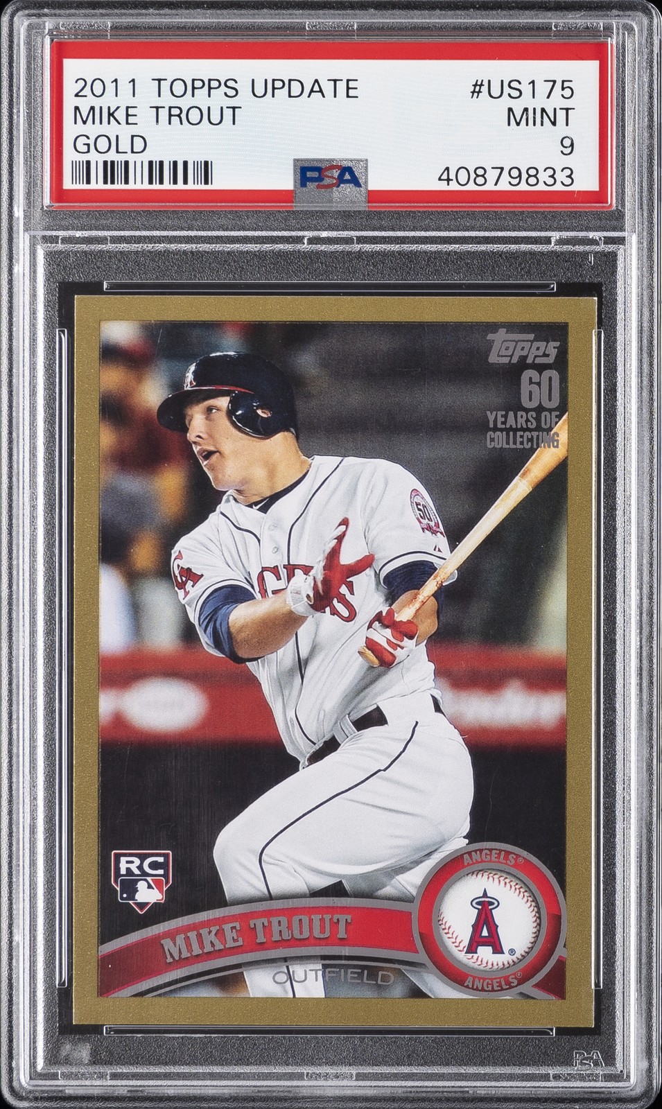 2011 TOPPS UPDATE GOLD #US175 MIKE TROUT ROOKIE RC #/2011 PSA 9