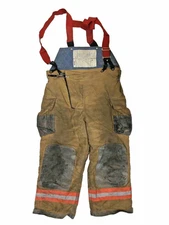 44x26 Quaker Firefighter Turnout Pants Brown with Suspenders High Back P1470