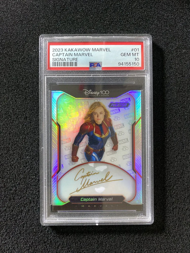 2023 Kakawow Phantom Disney100 Marvel Captain Marvel Auto 63/100 PSA 10 LW40