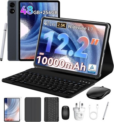 12,2'' 2,5K Android 16 Tablet - 48GB 256GB - 4G LTE Octa-Core, Face ID, 10000mAh
