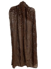 Sequin  Embroidered Sheer Vintage Floral Oblong Scarf Shawl Wrap 96  L x 22  W