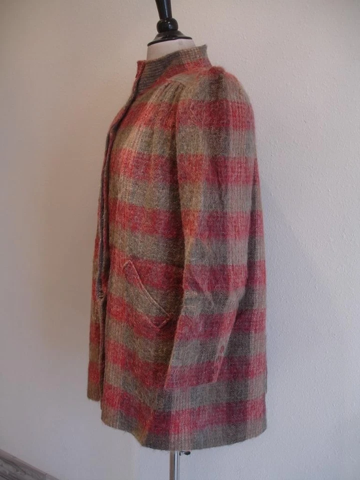 Womens L XL Vtg 1970s Adolph Schuman for Lilli Ann Wool Mohair Plaid Jacket Coat - Image 2 of 4